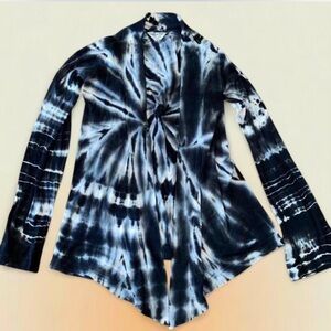 Hard Tail Black and White Tie-Dye Cardigan